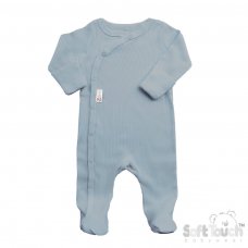 SS4500-DB: Dusty Blue Ribbed Sleepsuit (0-3 Months)